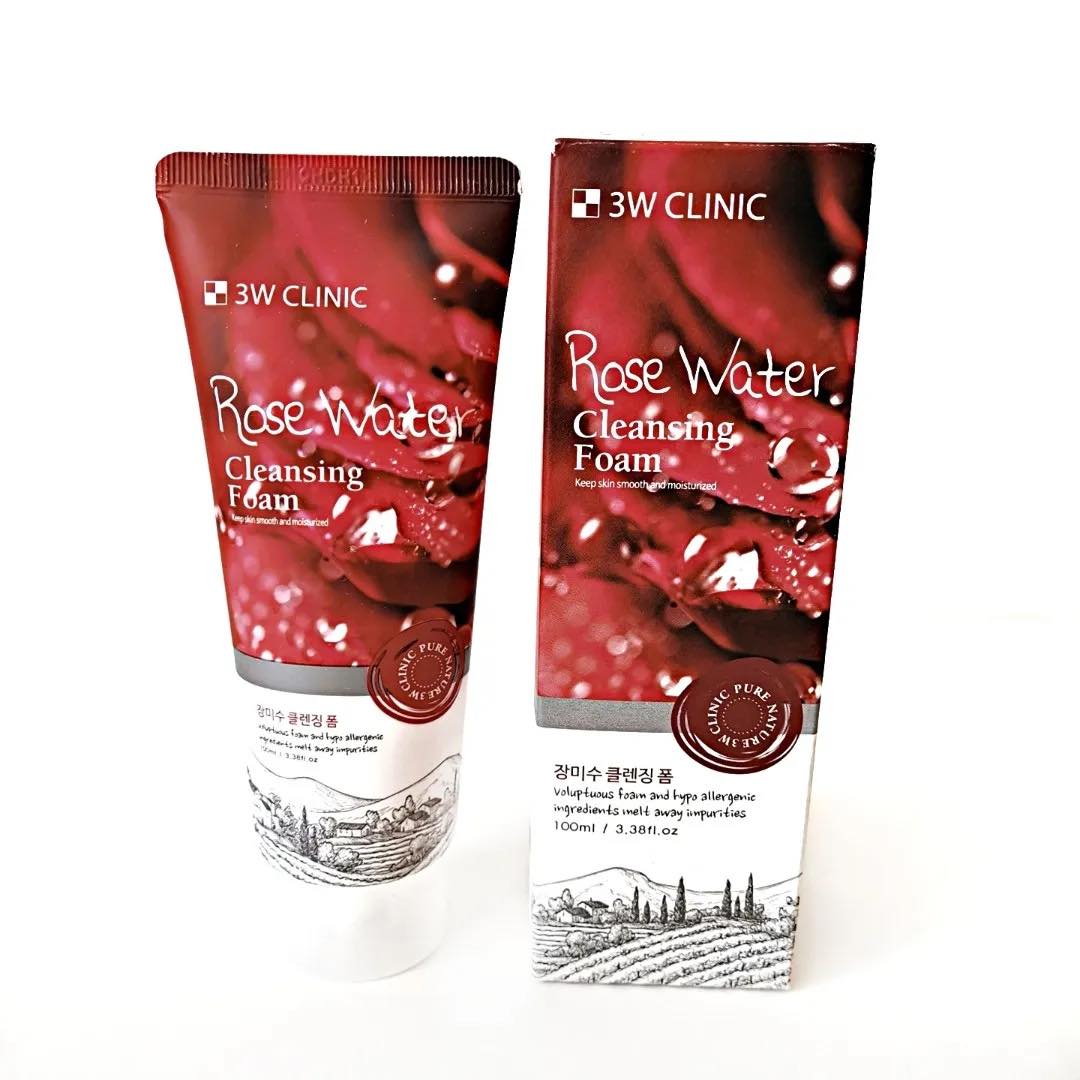 Picture of 3W CLINIC Rose Water Cleansing Foam moisturizing 100 ml, for face