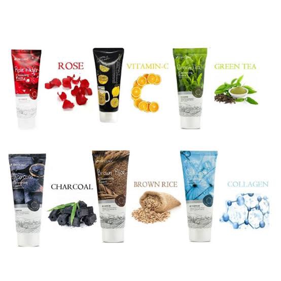 Picture of 3W clinic sepiolite facial  Cleansing-collagen,vitamin C, Charcoal, Green tea, Brown rice ,Rose water foam cleansing- 100 ml