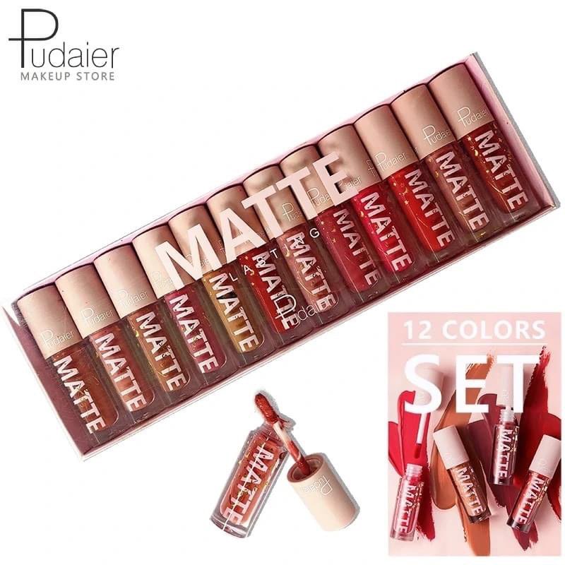 Picture of Pudaier 12Pcs/Set Velvet Matte Lip Gloss Lipstick Long-lasting Moisturizing Waterproof