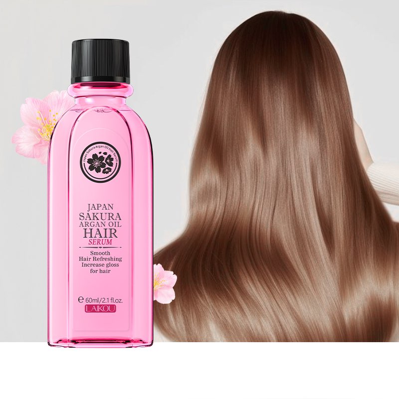 Picture of LAIKOU JAPAN Sakura Argan Oil Hair Serum Smooth Refreshing Nourishing Repair Split Ends Hair Essence -60ml
