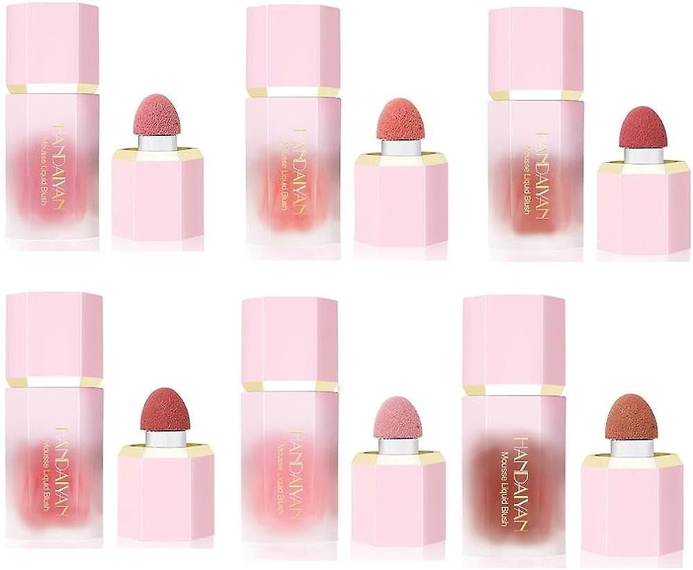 Picture of HANDAIYAN Liquid Blusher, Soft Cream Blush Makeup, Cheeks, Long-Wearing, Natural-Looking, Dewy Finish, Skin Tint Makeup (01#LOVE CAKE)