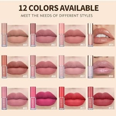 Picture of HANDAIYAN Private Label 12 Colors Matte Lustre Lipgloss Set Liquid Lipstick Vegan Makeup Cosmetic Non-stick Cup