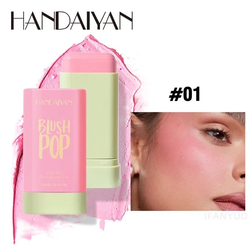 Picture of HANDAIYAN Blush Stick Highlighter Stick Moisturizing Long Lasting Cheek Rouge Blusher Cream Waterproof Face Makeup-#01-SHY PINK