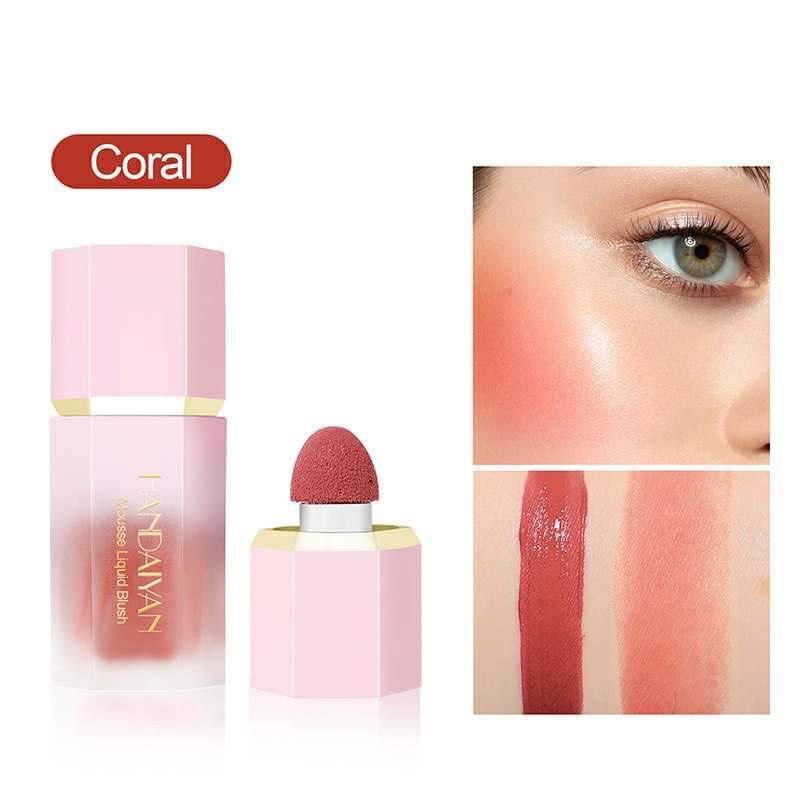 Picture of HANDAIYAN Liquid Blusher, Soft Cream Blush Makeup, Cheeks, Long-Wearing, Natural-Looking, Dewy Finish, Skin Tint Makeup (03#CORAL)
