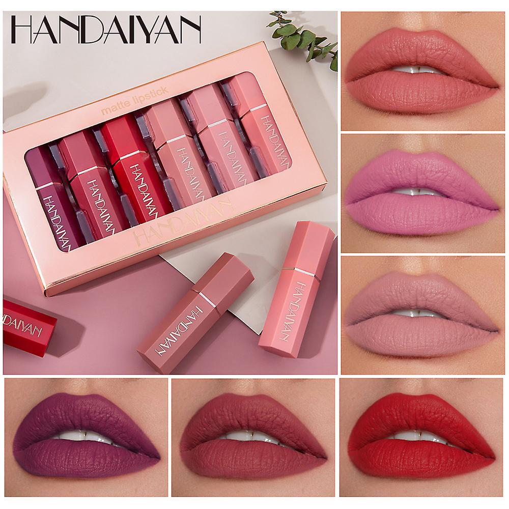 Picture of HANDIAYAN N-ude Velvet Lipstick Kit 6 Colors/Box Lip Makeup Cosmetics Matte Cream Lipstick Set Waterproof Silky Lip Balm