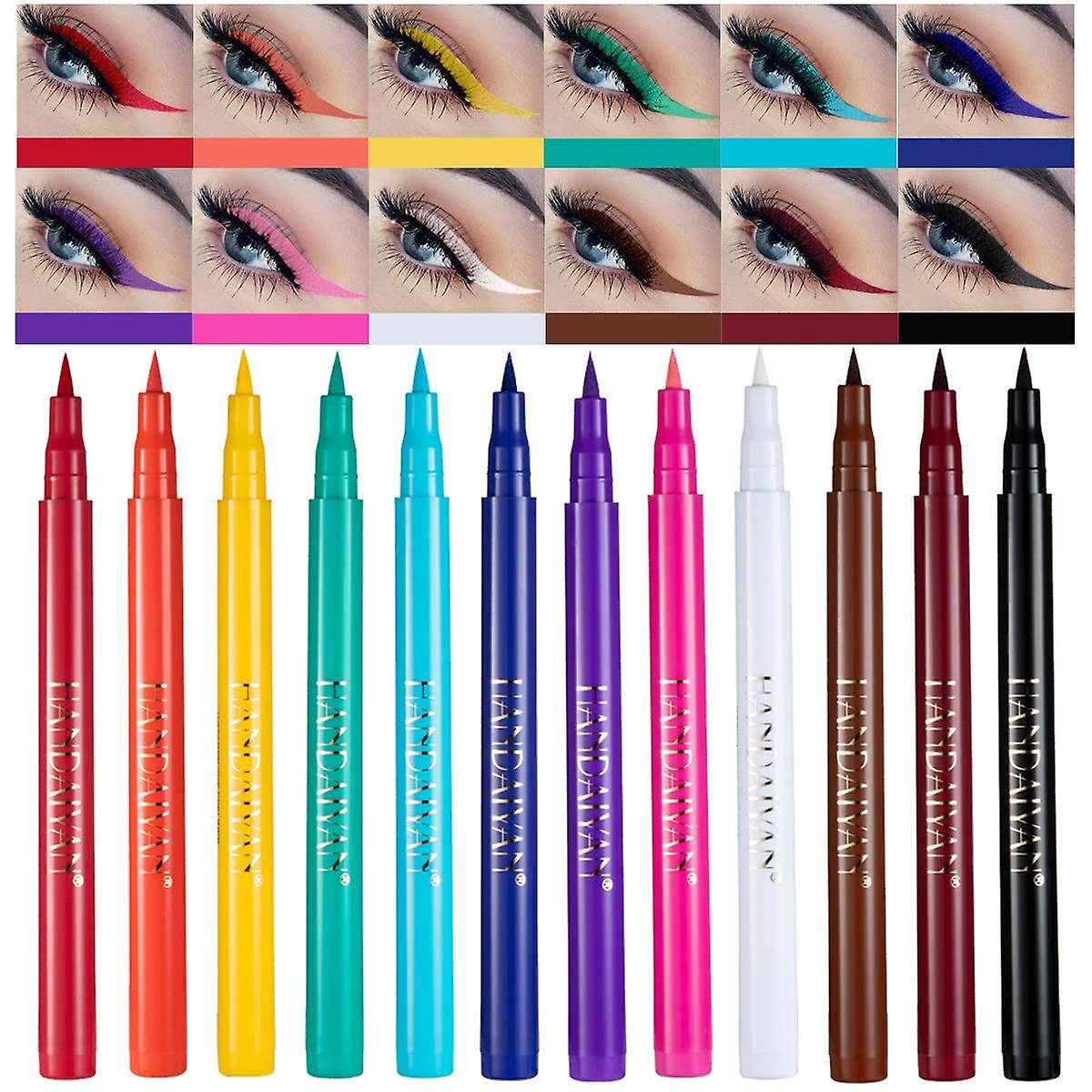 Picture of HANDAIYAN 12 Colors Matte Liquid Eyeliner Set Makeup Waterproof Fast Dry Long Lasting Eye Liner Colorful Liquid Eye Liner Pencil