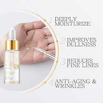 Picture of LAIKOU 24K Gold Snail Face Serum Anti-Aging Hyaluronic Acid Whitening Essence Nicotinamide Moisturizing Brighten Tighten Skin-17ml