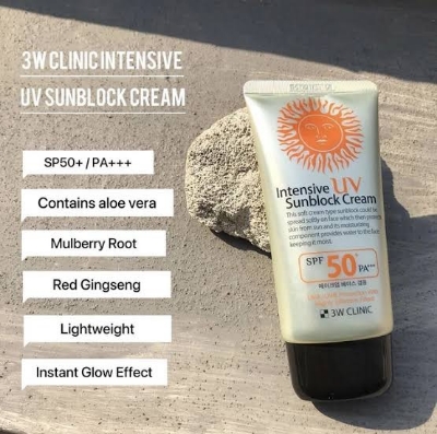 Picture of 3W CLINIC INTENSIVE UV SUNBLOCK CREAM SPF50++PA - (70ML)