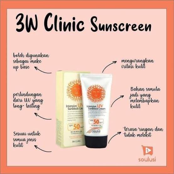 Picture of 3W Clinic Sunscreen Intensive UV Sunblock Cream SPF50 + PA +++ Refreshing sunscreen anti UV 70ML
