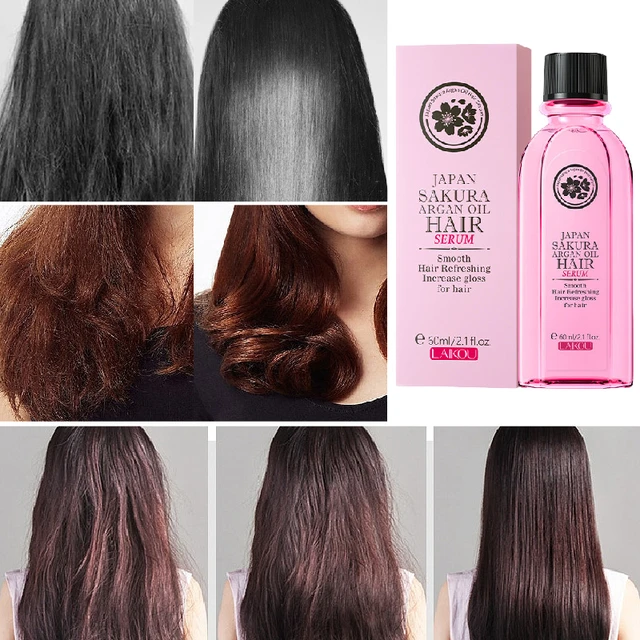 Picture of LAIKOU Sakura Argan Hair Oil Nourishing Repair Damaged Restore Improve Split Hair Rough Remove Smoothing Soft Hair Essence Serum-60ml