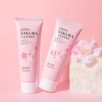 Picture of LAIKOU Japan Sakura Facial Cleanser Oil Control Cleansing Face Wash Cream Pore Clean 100g