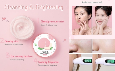 Picture of LAIKOU PEACH EXFOLIATING SCRUB REMOVE DEAD SKIN BLACKHEAD PORE CLEANSER REDUCE ACNE BRIGHTENING EXFOLIATING SCRUB 90G