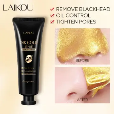 Picture of Laikou 24K Gold Snail Collagen Peel Off Mask Remove Blackheads Acne Anti-Wrinkle Lifting Firming Oil-Control Shrink Pores Face Skin Care-50gm