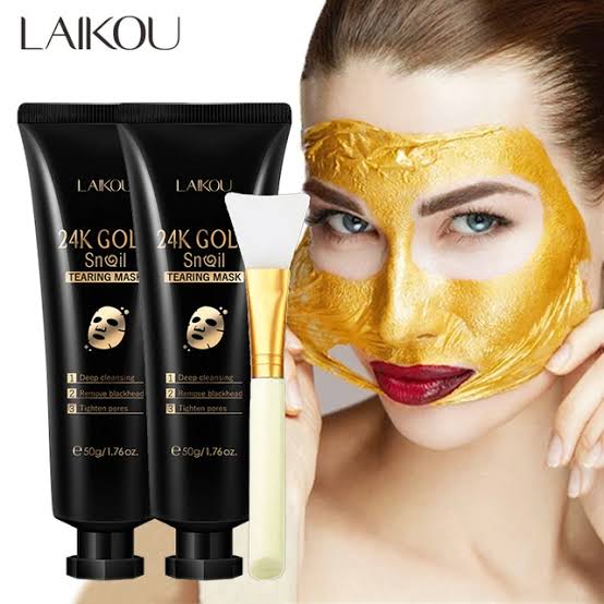 Picture of LAIKOU 2pcs 24K Gold Foil Snail Mask Deep Cleansing Remove Blackheads Hydrating Repairing Oil-Control Whitening Facial