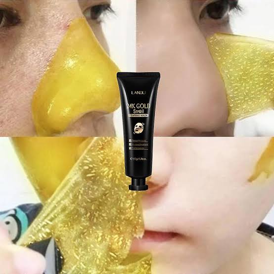 Picture of LAIKOU 2pcs 24K Gold Foil Snail Mask Deep Cleansing Remove Blackheads Hydrating Repairing Oil-Control Whitening Facial