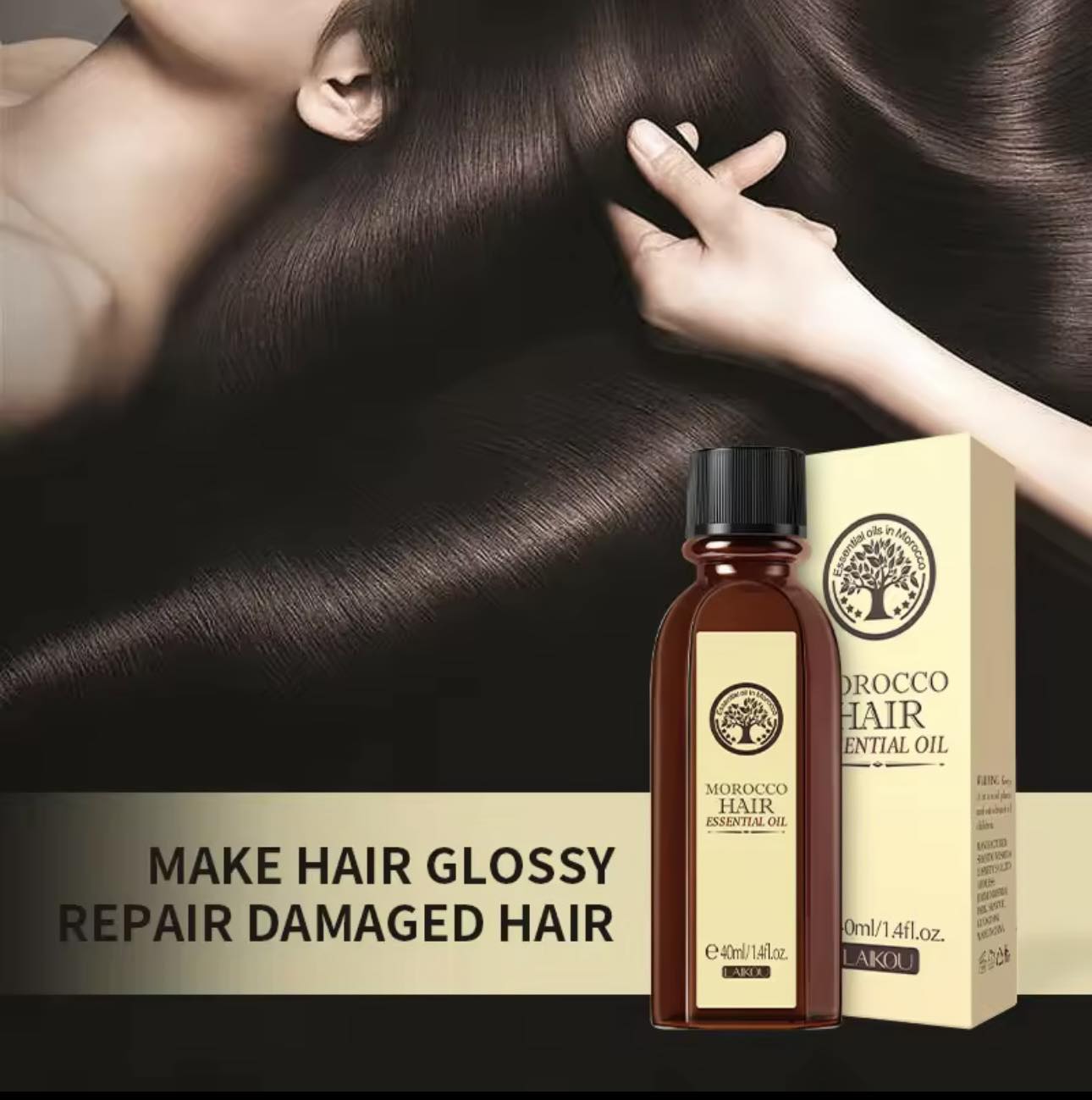 Picture of LAIKOU Hair Care Moroccan Pure Argan Oil Hair Essential Oil for Dry Hair Types Multi-functional Hair Care Products for Woman-40ml