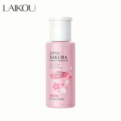 Picture of LAIKOU Cherry Blossom Makeup Remover Water 3.38oz Cleansing Pore Face Makeup Remover-100ml