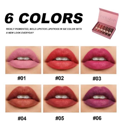 Picture of Handaiyan 6-Piece Matte Lipstick Set, Long-Lasting Waterproof Liquid Lipstick