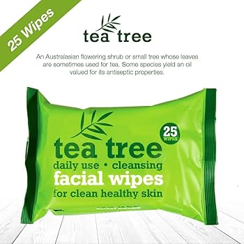 Picture of Tea Tree & Peppermint Face Cleansing Wipes Combo to cleanse & refresh your skin  (25 Tissues)