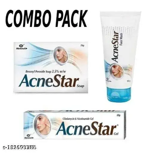 Picture of AcneStar Combo Pack - Acnestar Facewash 50gm, Acnestar Gel 22gm, Acnestar Soap 75gm (Made in India)