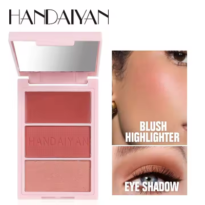 Picture of HANDAIYAN Vegan Blush Highlighter Eyeshadow 3D Blush Trio Palette-#01