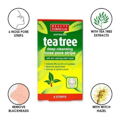 Picture of Beauty Formulas Tea Tree Deep Cleansing Nose Strips - 6ps