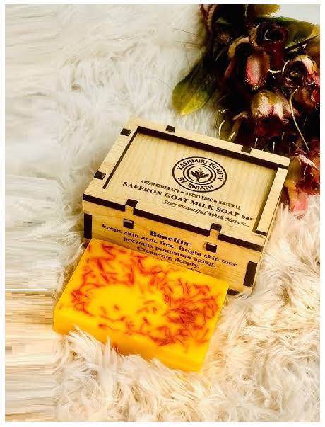 Picture of Hand Made Goat Milk Jafran Soap With Wooden Box 100g