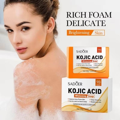 Picture of SADOER private label Kojic acid whitening natural bath wash oil control body face care soap cleansing soap -100gm