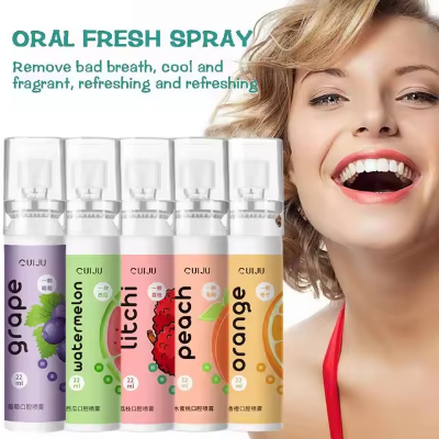 Picture of Oral Fresh Spray Fruit Breath Refresher Instant Fresh Breath Spray Watermelon Orange Peach Litchi Grape Aroma for Oral Care-22ml