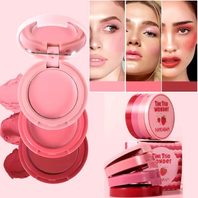 Picture of Handaiyan 3 in 1 Eye Shadow Face Blusher Lip Mud Natural Matte Multi-color Cheek Tint Smooth Contouring Makeup