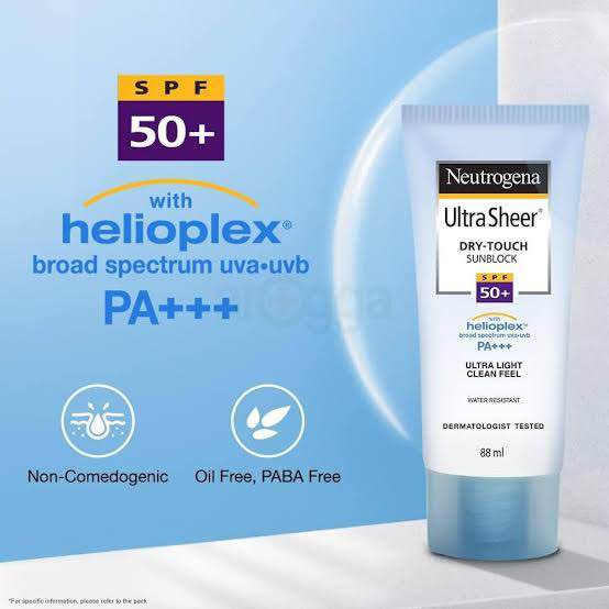 Picture of Neutrogena Ultra sheer Sunscreen, SPF 50+, Ultra light, for Oily and Dry skin-88ml