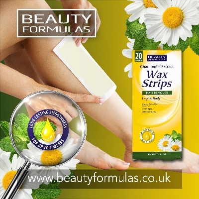 Picture of Beauty Formulas CHAMOMILE Wax Strips Hair Remover Legs & Body-20 STRIPS
