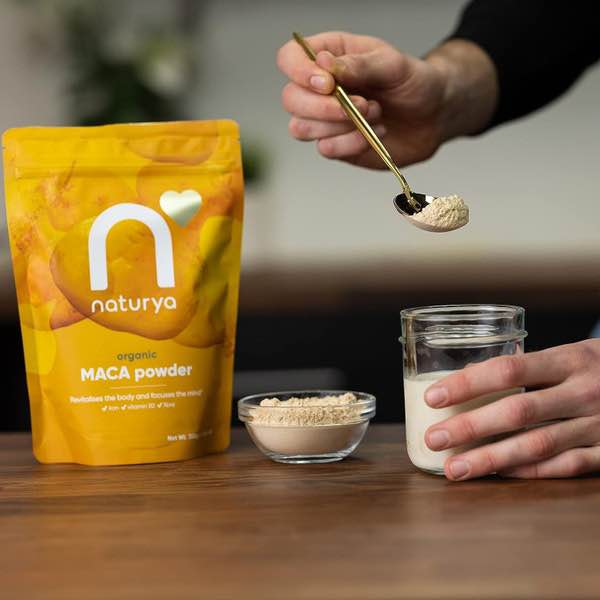 Picture of Naturya Organic Maca Powder, Rich in Riboflavin and Iron, Supports Energy and Immunity, Sweet Malty Flavor, Gluten-Free, Vegan, Kosher - 300g