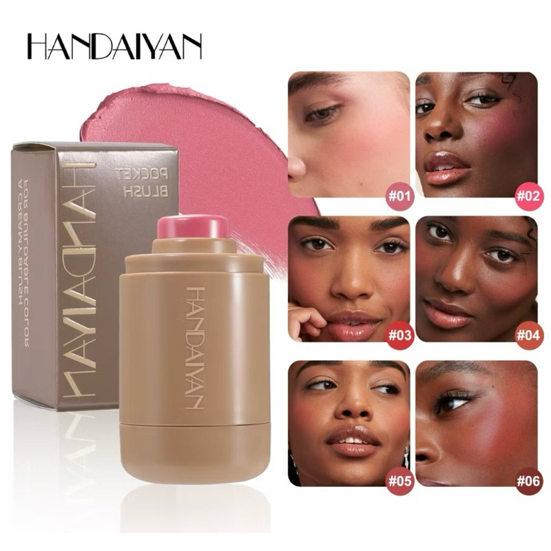 Picture of HANDAIYAN 3-in-1 Pocket Blush Stick Natural Color Rendering Smooth Moisturizing Face Rouge Cream Waterproof Matte Contour Makeup