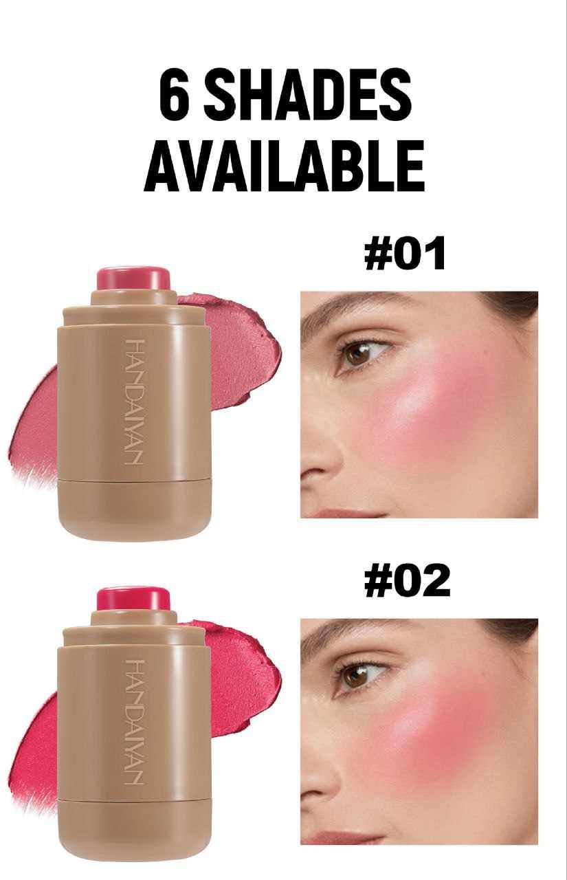 Picture of HANDAIYAN 3-in-1 Pocket Blush Stick Natural Color Rendering Smooth Moisturizing Face Rouge Cream Waterproof Matte Contour Makeup