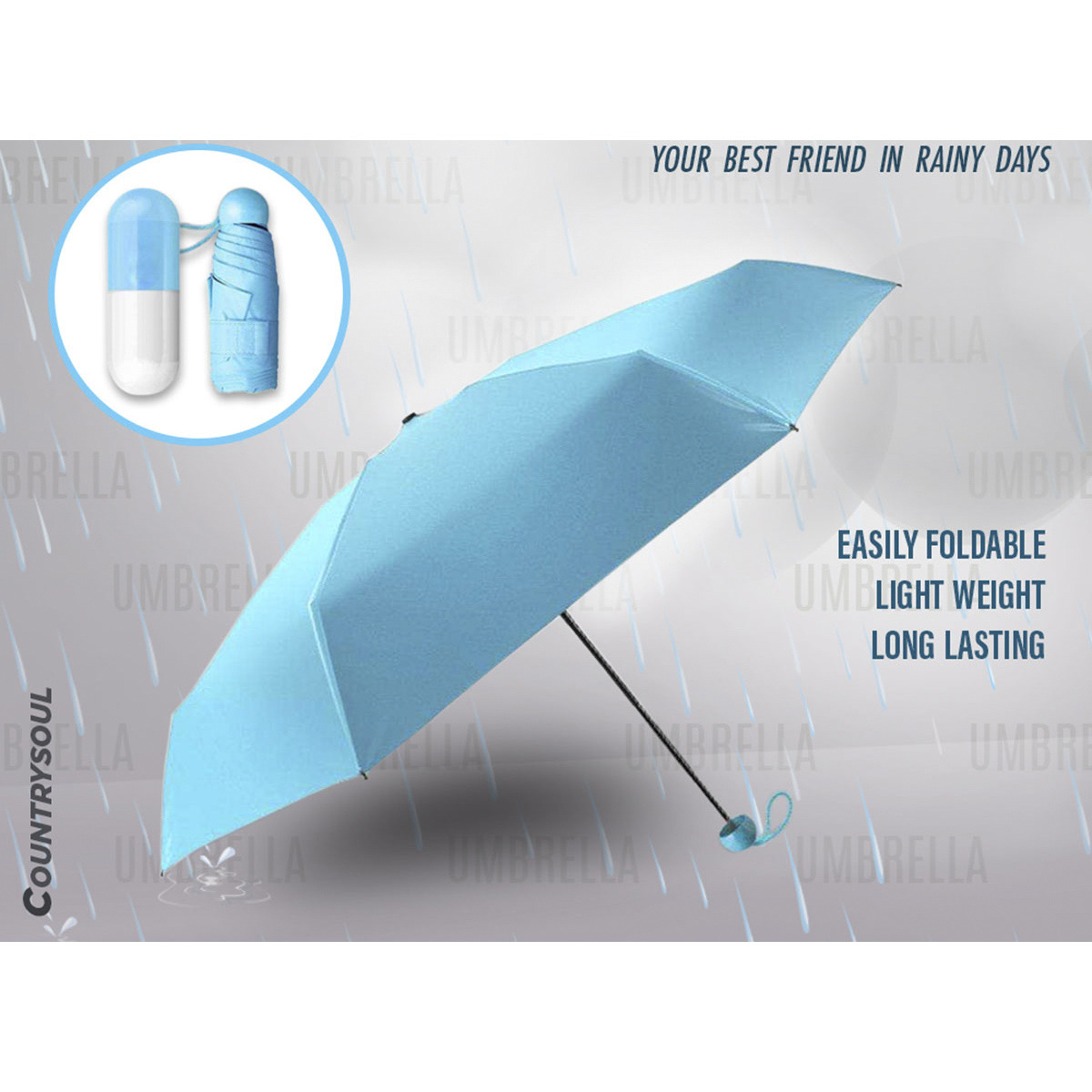Picture of 1 Pc Colorful, Stylish & Fashionable Capsule Umbrella For Men, Women, UV Protected