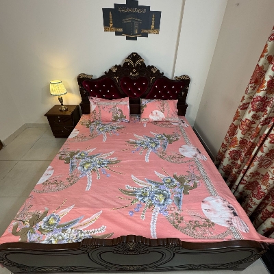 Picture of 1 Pcs King Size Bed Sheet With Two Pillow Cover Multicolour Bisanar Chadur - Bed Sheet