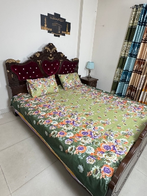 Picture of 1 Pcs King Size Bed Sheet With Two Pillow Cover Multicolour Bisanar Chadur - Bed Sheet