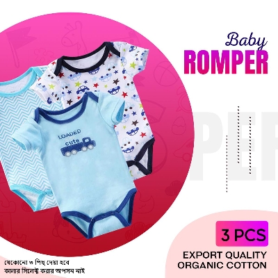 Picture of 3 Pcs Assorted Baby Romper Bodysuit  Baby Keeper Unisex Zero 0 Month- 36 Month Cotton High Quality