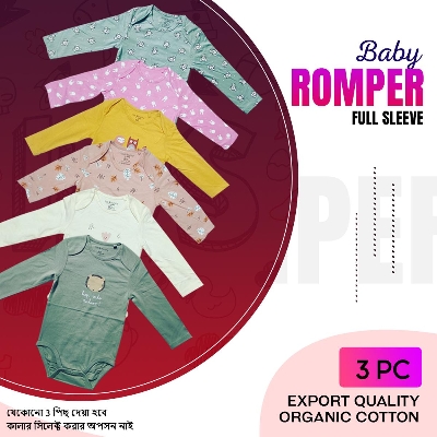 Picture of 3 PCS Assorted Full Sleeve Baby Romper, Bodysuit, Baby Keeper Unisex Zero 0 Month- 36 Month Cotton High Quality
