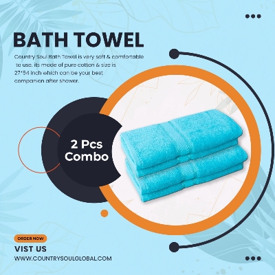 Picture of 2 Piece Bath Towel, Bathroom, Shower Towel, 380 gsm Ring Spun Cotton High Absorbency Towel - towel
