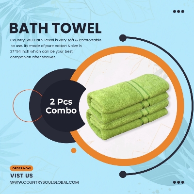 Picture of 2 Piece Bath Towel, Bathroom, Shower Towel, 380 gsm Ring Spun Cotton High Absorbency Towel - towel