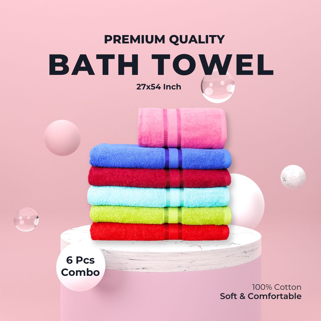 Picture of 6 Piece Bath Towel, Bathroom, Shower Towel, 380 gsm Ring Spun Cotton High Absorbency Towel - towel