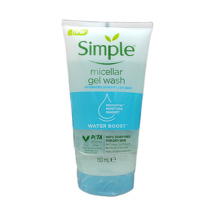 Picture of Simple Water Boost Micellar Facial Gel Wash for Hydrated Dewy - Fresh Skin - 150ml (UK)