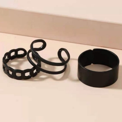 Picture of Three-piece Suit Ring/Opening Adjustable Ring Set/Vintage Drop Acrylic Ring Set Chain Jewelry Valentine's Day Gifts for Girlfriend