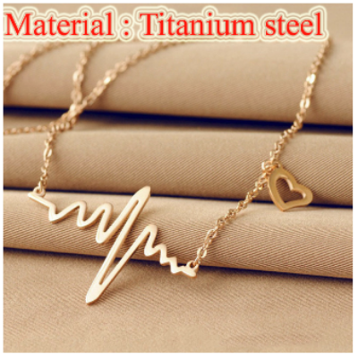 Picture of ECG Heart Pendant Necklace Women Collar Maxi Necklace Choker Necklaces for Women Neckless Jewelry