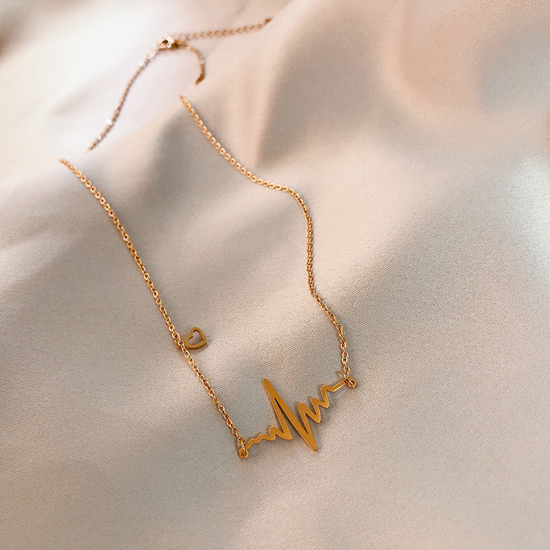 Picture of Heartbeat Necklace ECG Necklace Delicate Minimalist