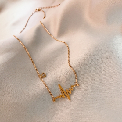 Picture of Heartbeat Necklace ECG Necklace Delicate Minimalist