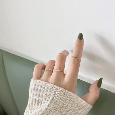 Picture of Pinksee 5pcs/set Simple Fashion Multi-style Finger Ring for Women Girls Bohemia Charm Ring Set Party Jewelry Gift