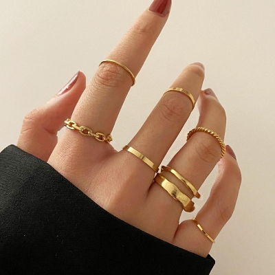 Picture of 7 Pcs Rings Set Women Ring Finger Ring Ladies Girls Couple rings Female Rings Set - Ring For Girls